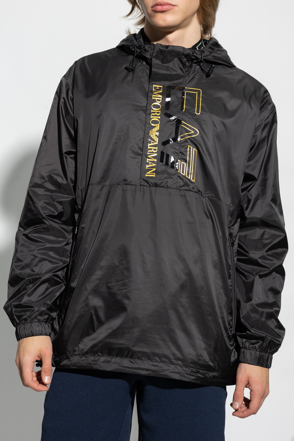 Black Rain jacket with logo EA7 Emporio Armani red emporio